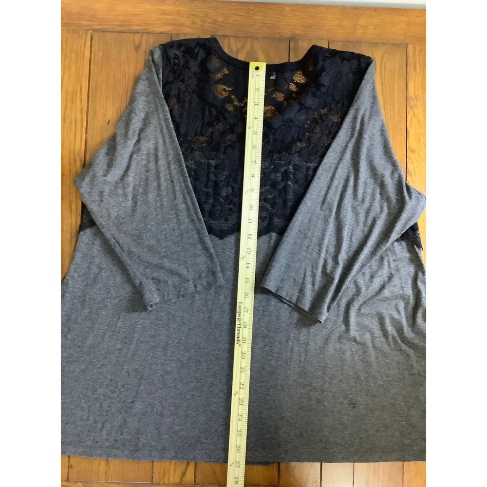 Karen Kane Women's 2X Gray Lace Top 3/4 Sleeve A-Line Tunic Blouse Whimsygoth - Picture 8 of 10
